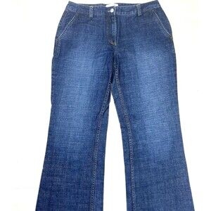 Isaac Mizrahi Womens jeans Size 8 Blue Wide Leg High Rise Denim Jeans